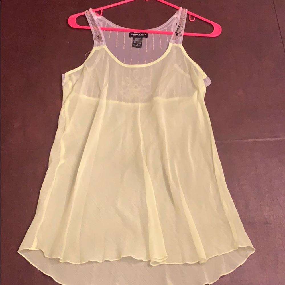 Sheer White & Lime Tank Top